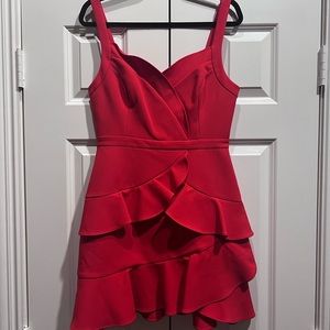 BCBG Red Ruffle Mini Dress Size 8